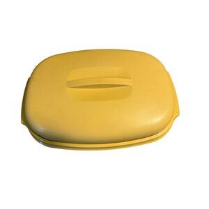 Vintage Yellow Tupperware Oval Steamer With Lid & Strainer Insert Microwave-Safe